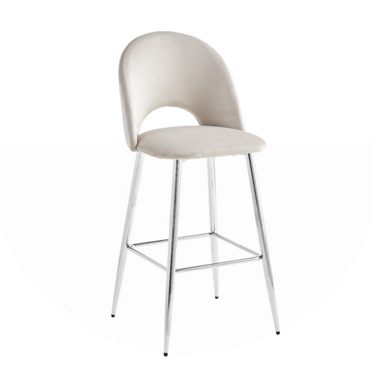 Tabouret Amelia Argent velours Taupe