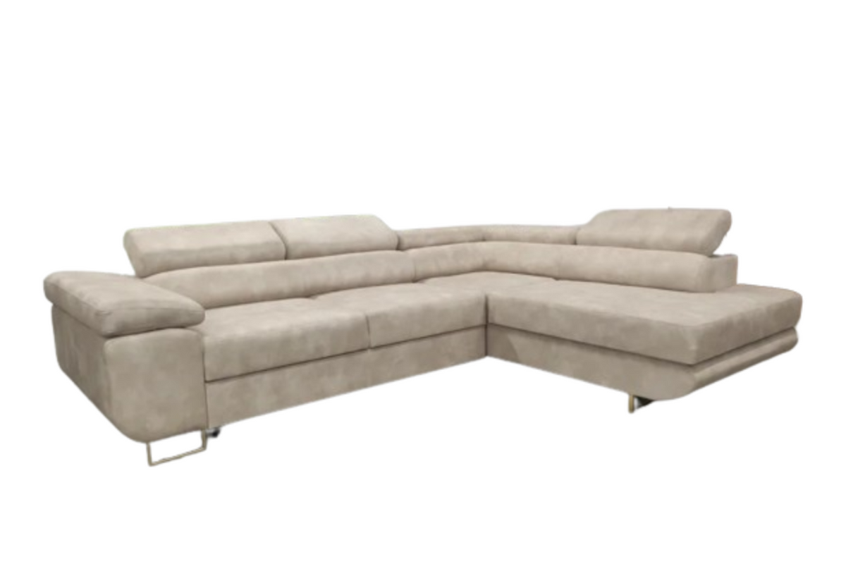 Canapé d'angle Toulouse convertible velours beige champagne