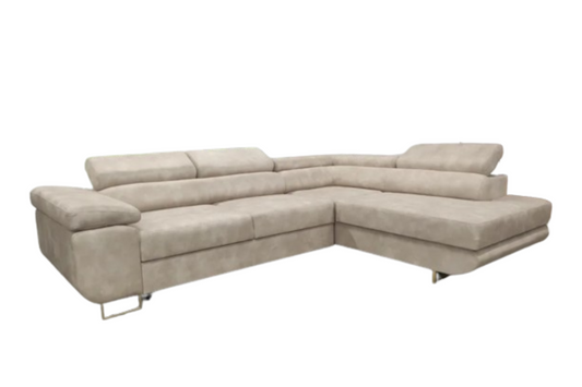 Canapé d'angle Toulouse convertible velours beige champagne