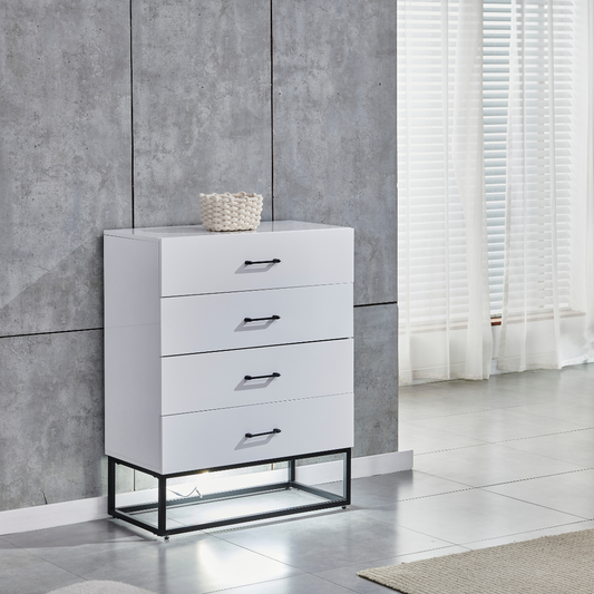 Commode Alya laque Blanc pieds noir