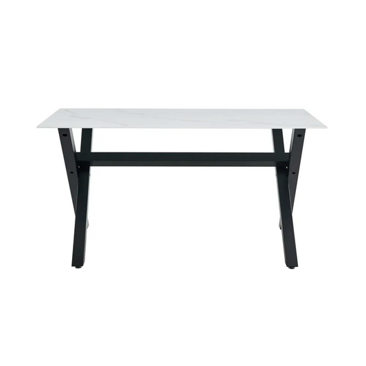Table basse Ixe marbre blanc pieds noir