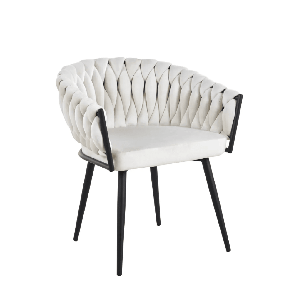 Chaise Tressée -  Velours, Style Fauteuil accoudoirs