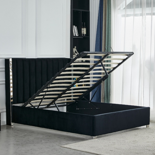 Lit coffre Prince velours noir