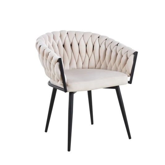 Chaise Tressée -  Velours, Style Fauteuil accoudoirs