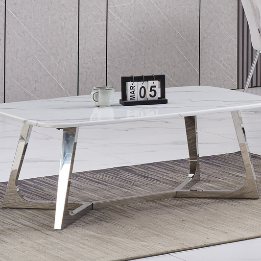 Table basse Chartrons Argent marbre blanc