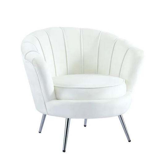 Fauteuil Quinconce Argent velours Ecru