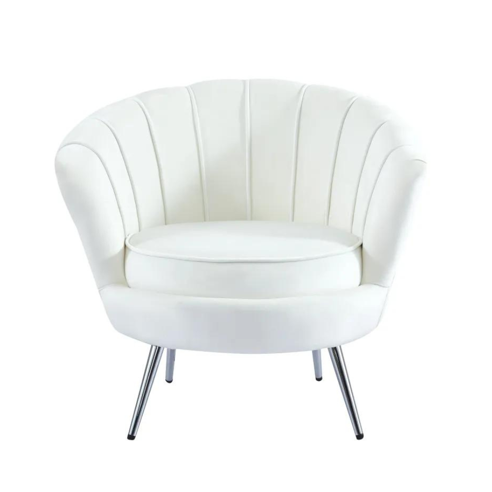 Fauteuil Quinconce Argent velours Ecru