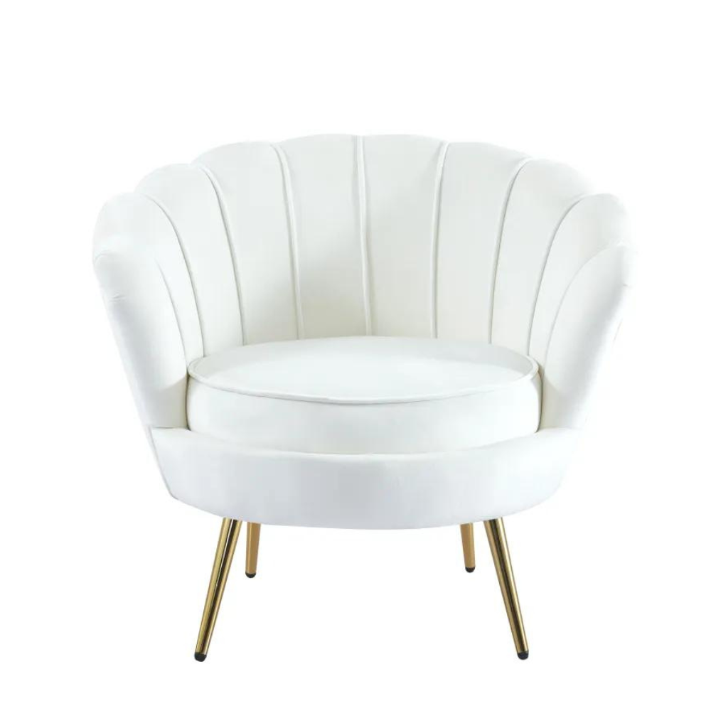Fauteuil Quinconce Or velours Ecru