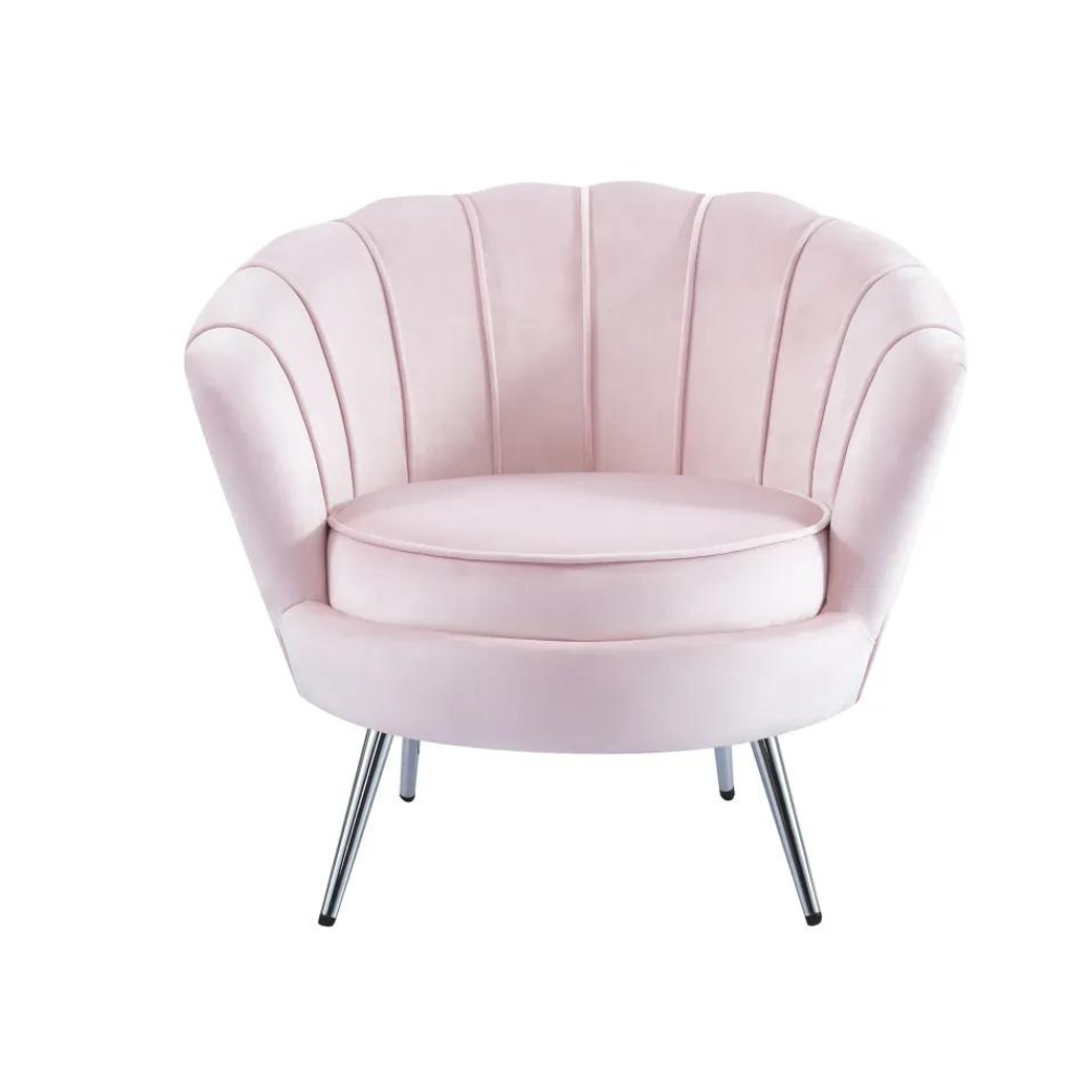 Fauteuil Quinconce Argent velours Rose