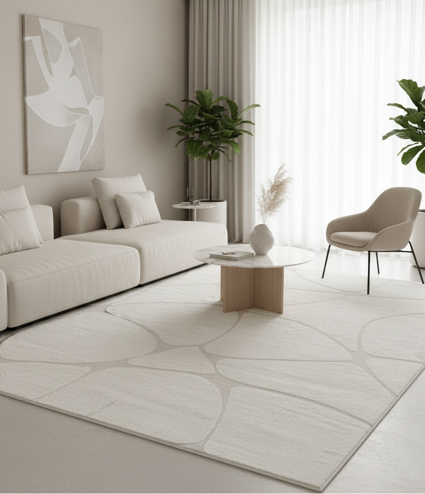 Tapis Elio creme Merinos – Confortable et Sobre Design Galet