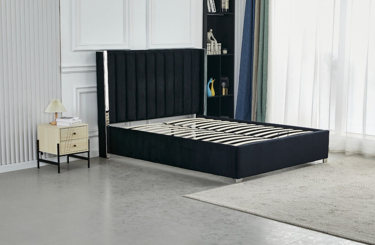 Lit coffre Prince velours noir