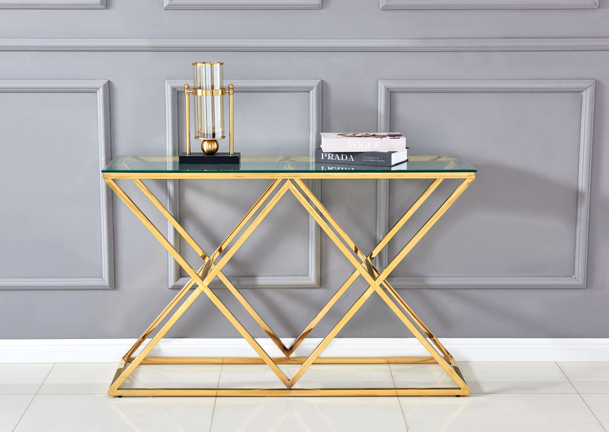 Console Triangle Or verre trempé