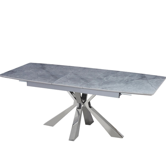 Table à manger extensible Bianca argent céramique marbre gris
