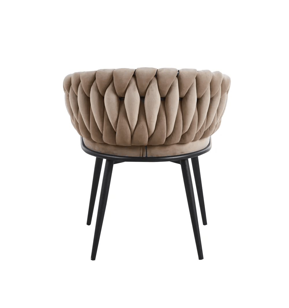 Chaise Tressée -  Velours, Style Fauteuil accoudoirs