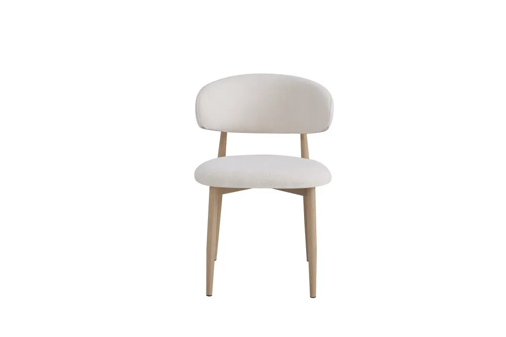 Chaise Lucile pied effet bois grain beige