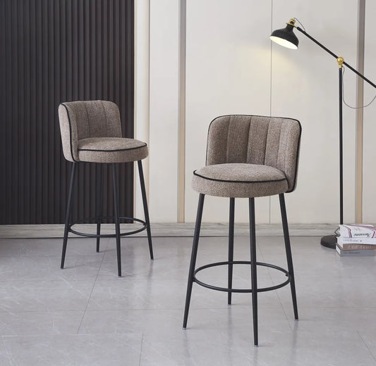 Tabouret de comptoir cathy Pied Métal noir Tissu