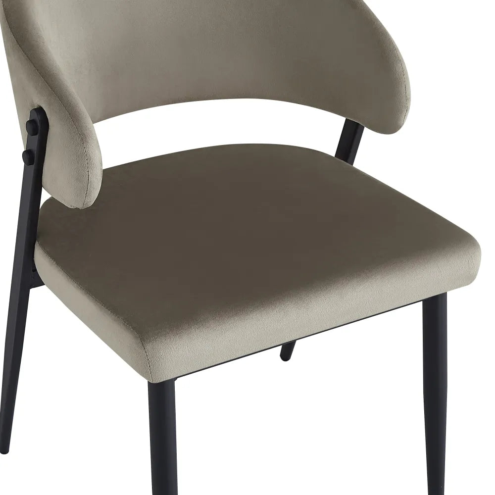 Chaise Lamia pieds noir velours Taupe