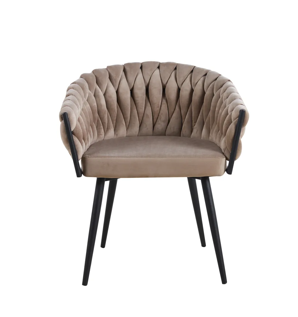 Chaise Tressée -  Velours, Style Fauteuil accoudoirs