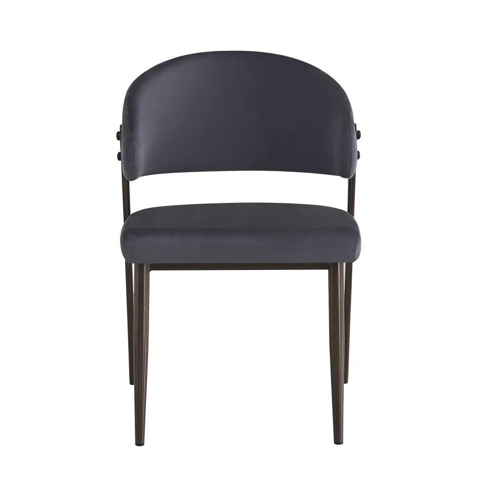 Chaise Lamia pieds noyer velours Gris anthracite
