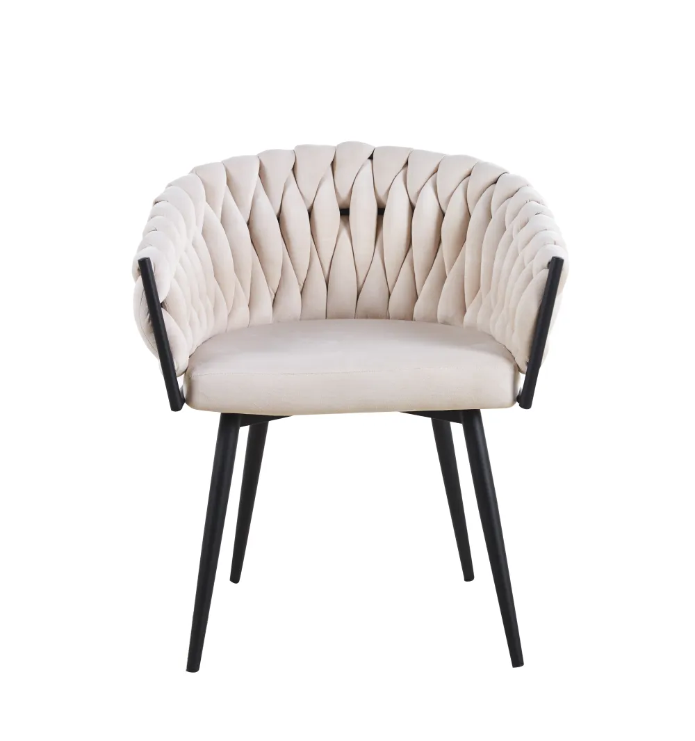 Chaise Tressée -  Velours, Style Fauteuil accoudoirs