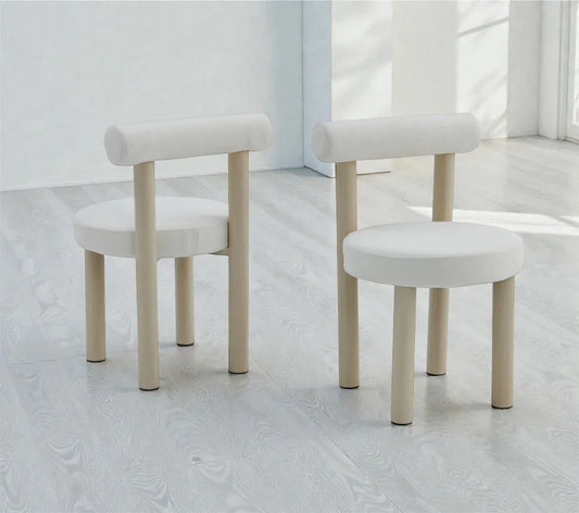 Chaise Irina tissus chenille pieds travertin