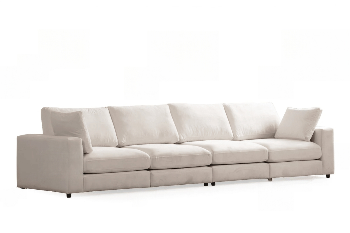 Canapé d'angle Julia Modulable 4+1 Velours Blanc Cassé