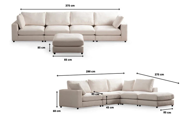 Canapé d'angle Julia Modulable 4+1 Chenille Blanc Cassé