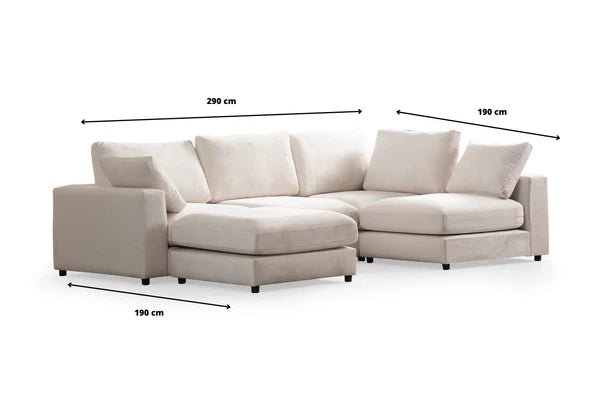 Canapé d'angle Julia Modulable 4+1 Chenille Blanc Cassé