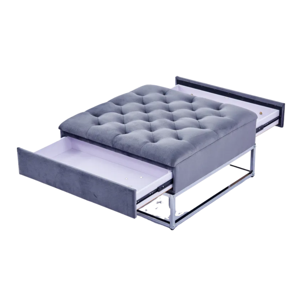 Pouf Rilax Argent velours Gris