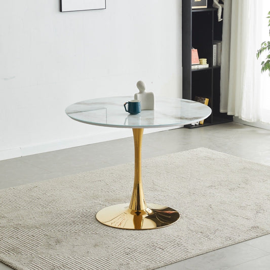 Table à manger Rosa or marbre beige
