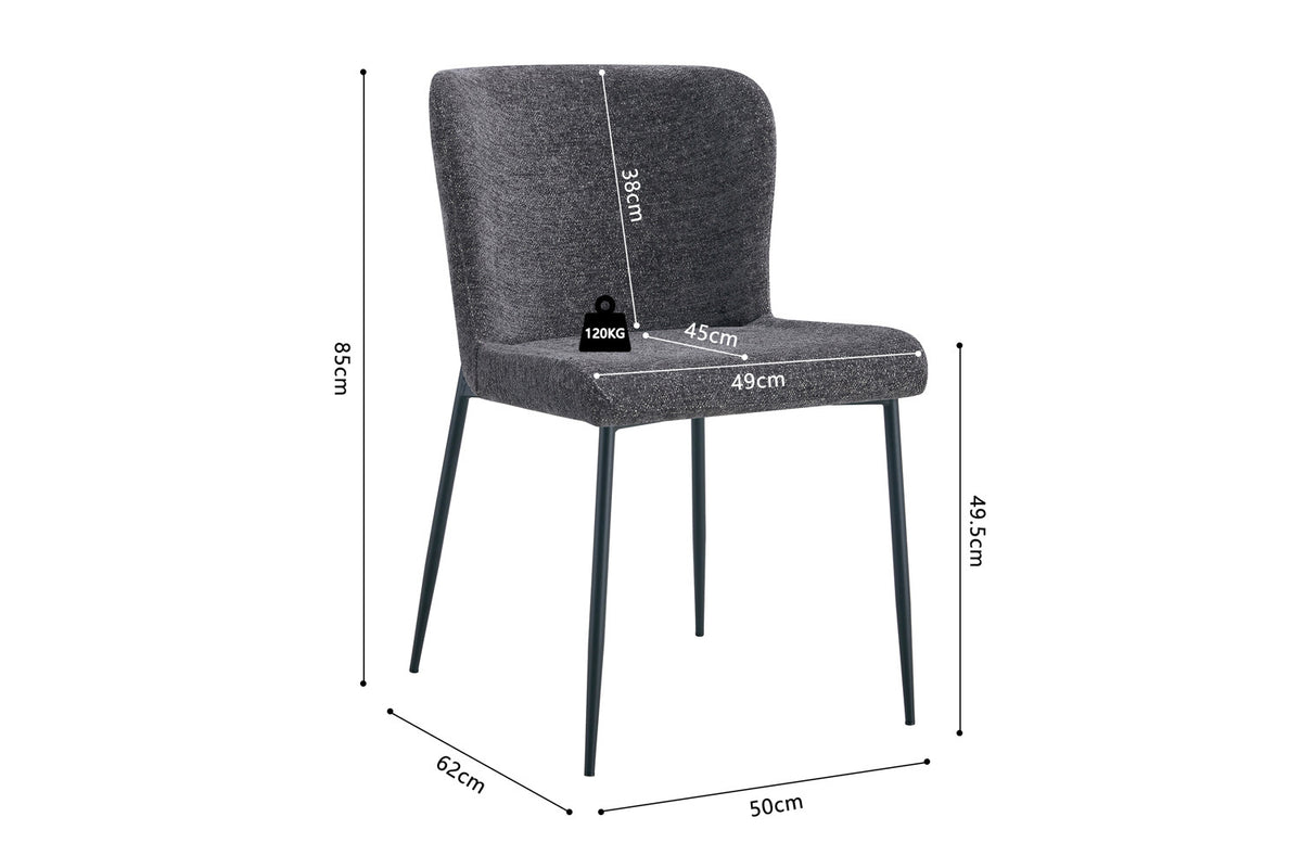 Lot de Chaises Lisa Tissu Marbella Gris foncé