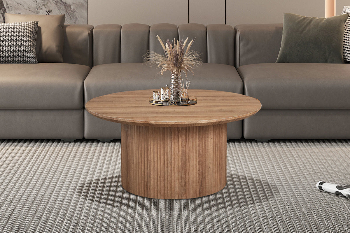 Table basse Lagos Ronde Décor Chêne Vieilli