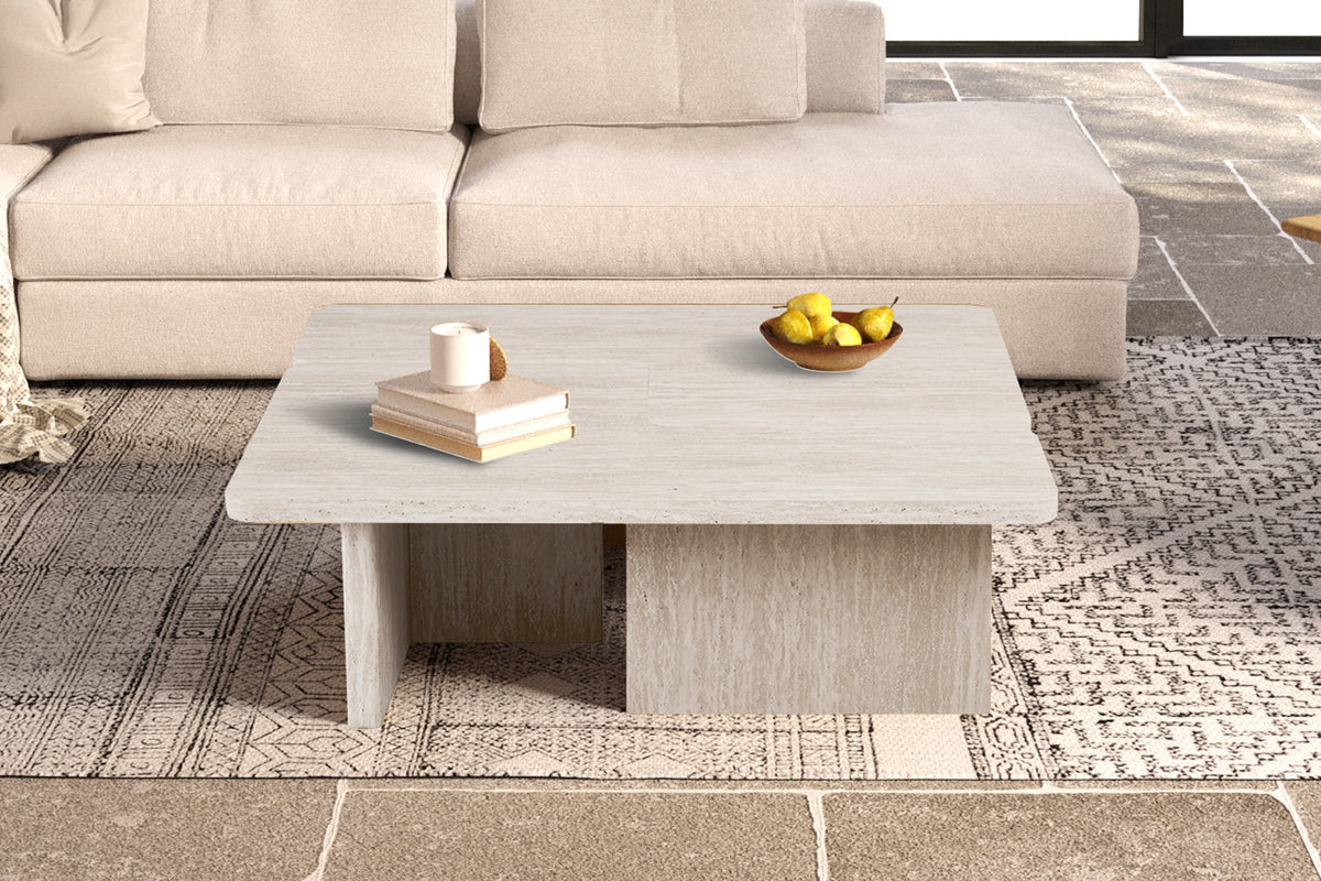 Table basse Arallo effet travertin