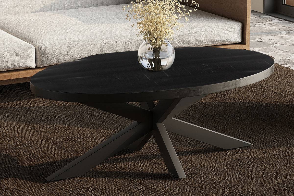 Table basse Madeira Ovale en bois de manguier Noir