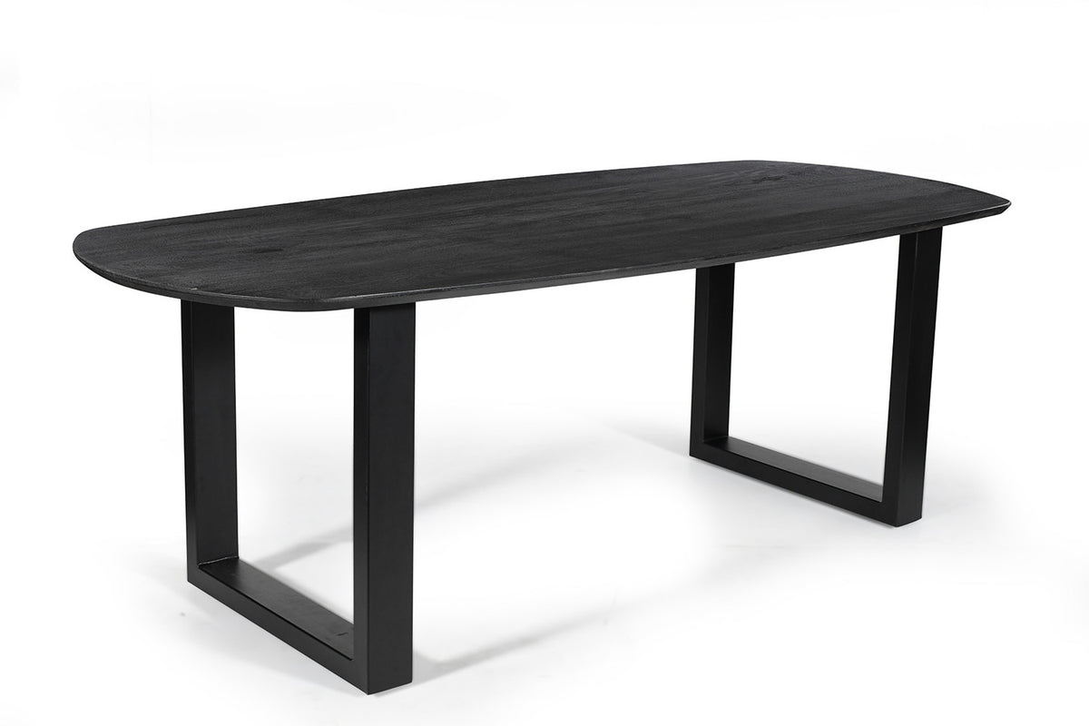 Table Tommy 220x100 cm Ovale Danoise Pied Bois de manguier Noir