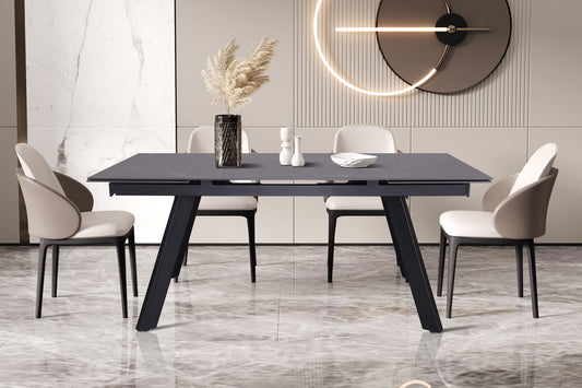 Table à manger extensible Hera Pierre Noir