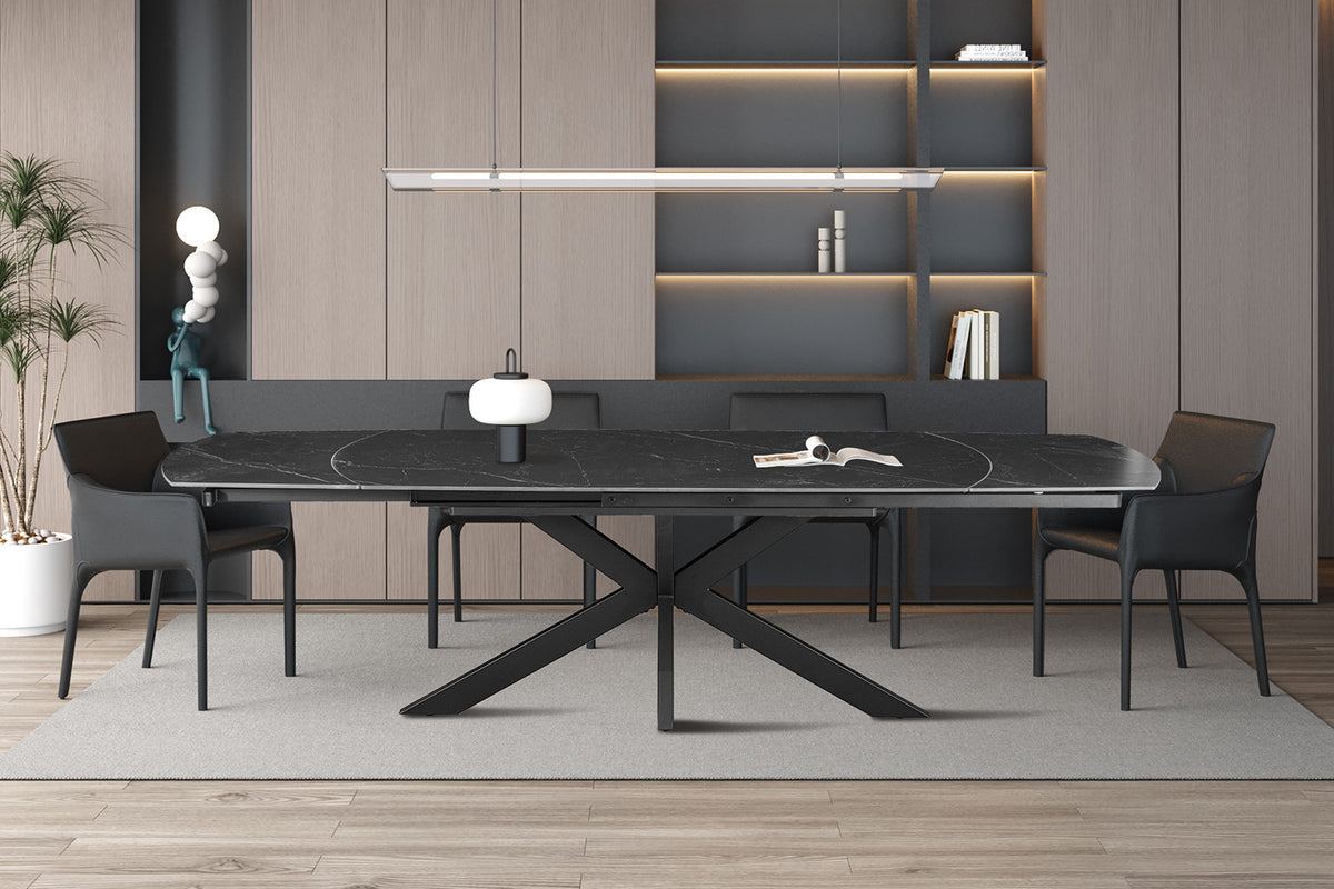 Table à manger extensible Ares Noir
