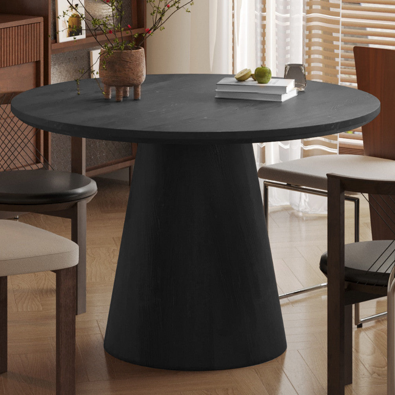 Table à manger Miklos ronde 120cm décor Brun foncé