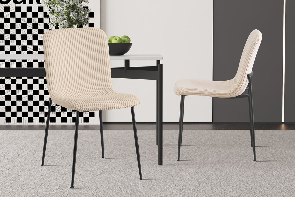 Lot de Chaises Alice velours côtelé beige