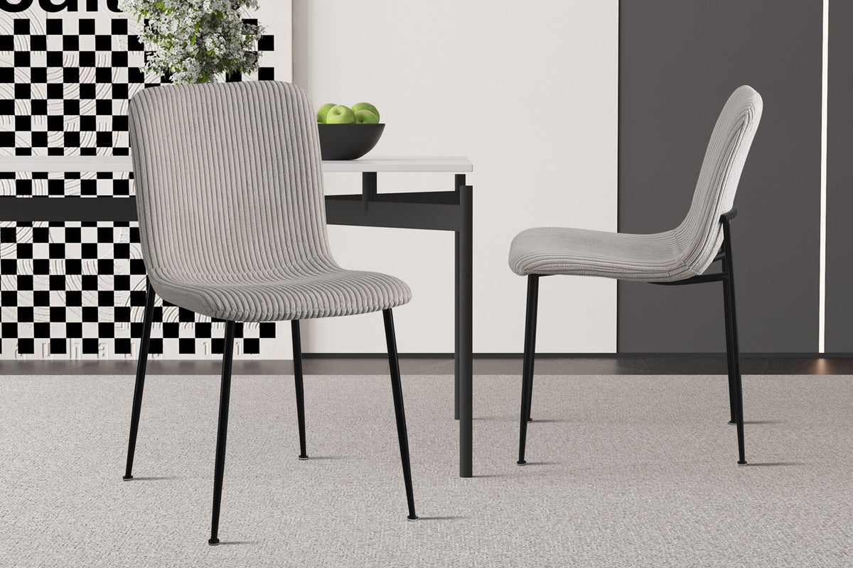 Lot de Chaises Alice velours côtelé gris clair