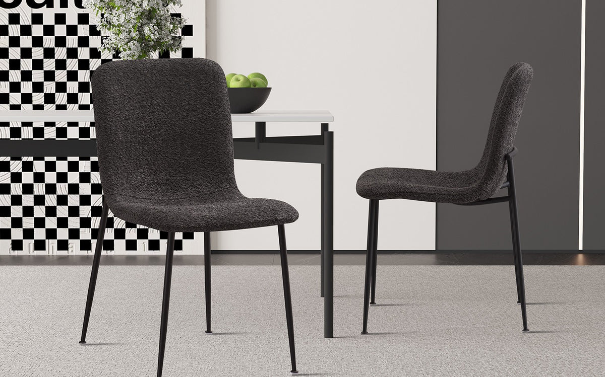 Lot de Chaises Alice laine bouclé gris