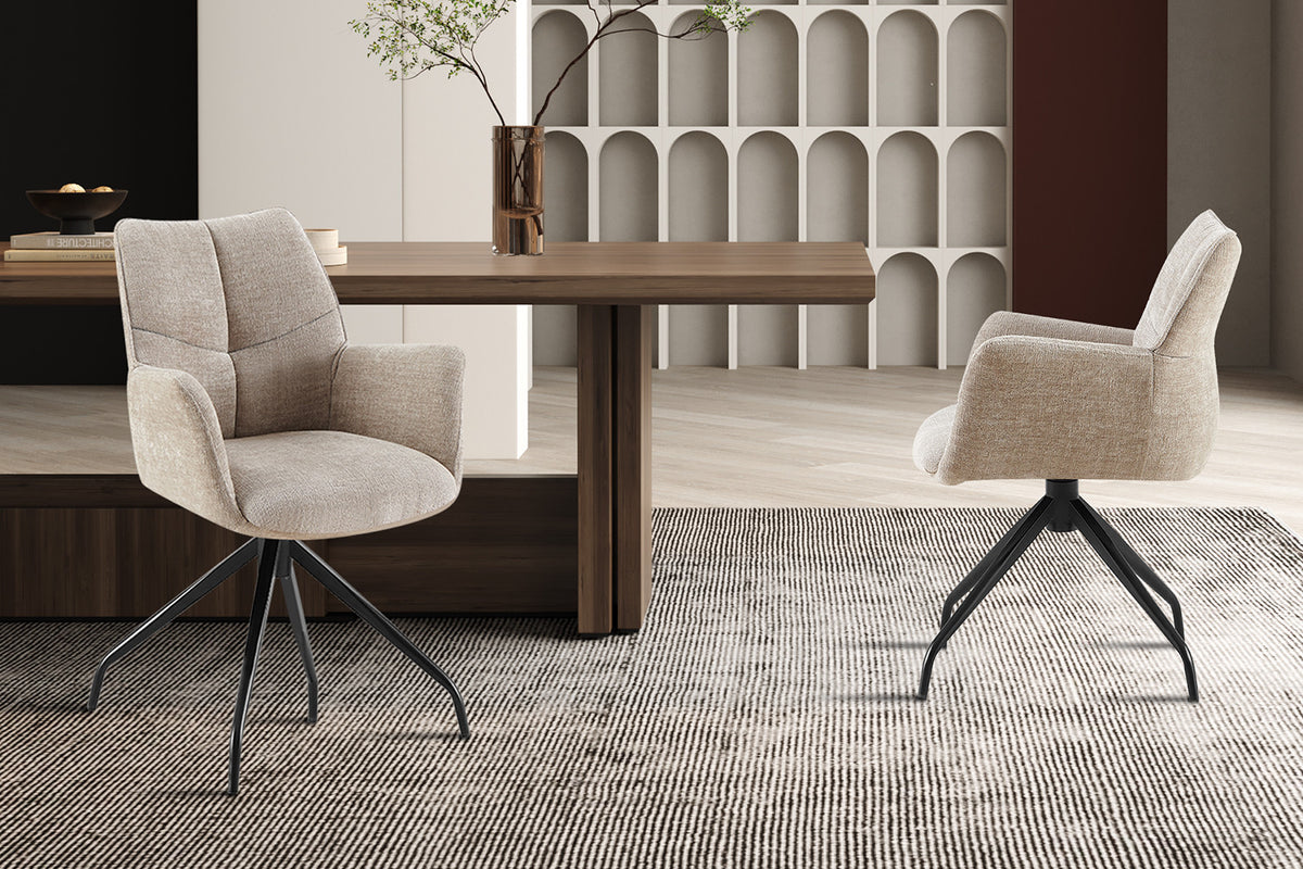 Chaise Lamor Pivotant Tissu Sable