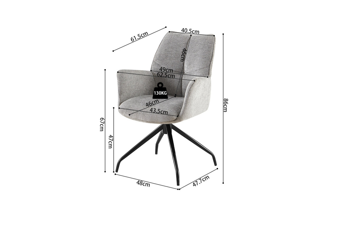 Chaise Lamor Pivotant Tissu Gris