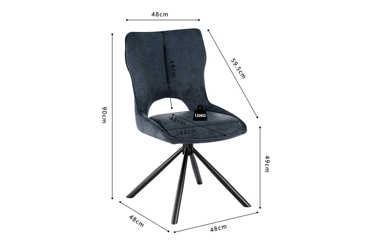 Chaise Mori Pivotant Tissu Ote Bleu
