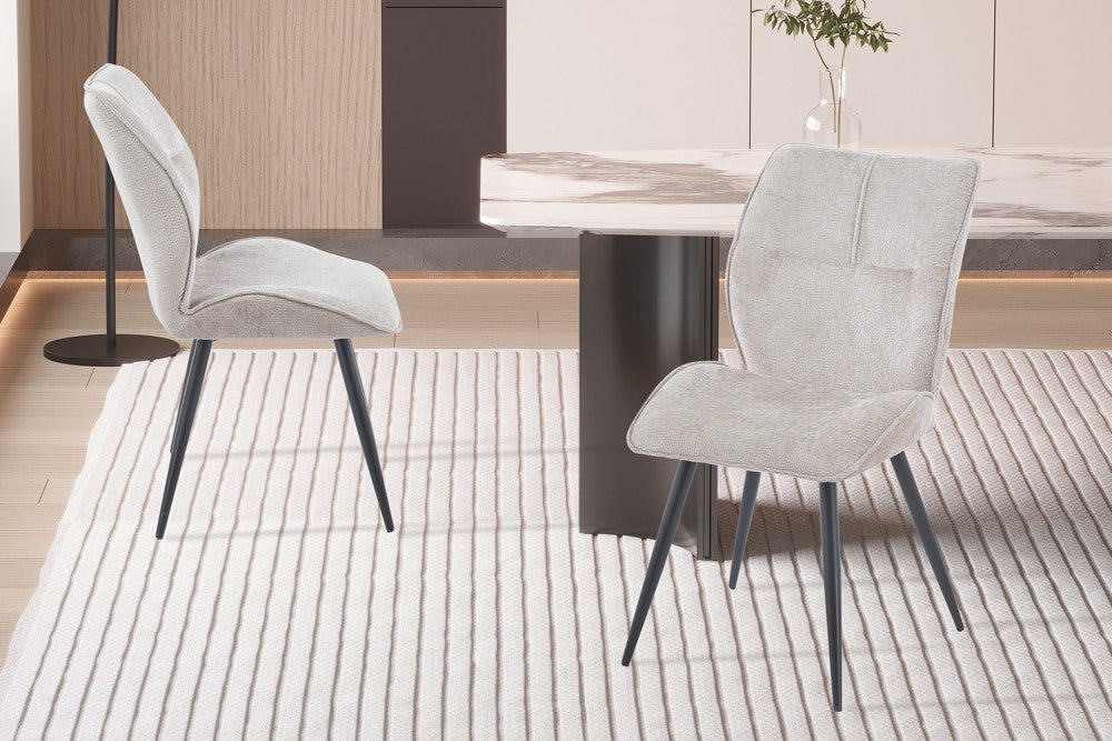 Chaise Faye Tissu Marbella 2 coloris : Beige, Écru