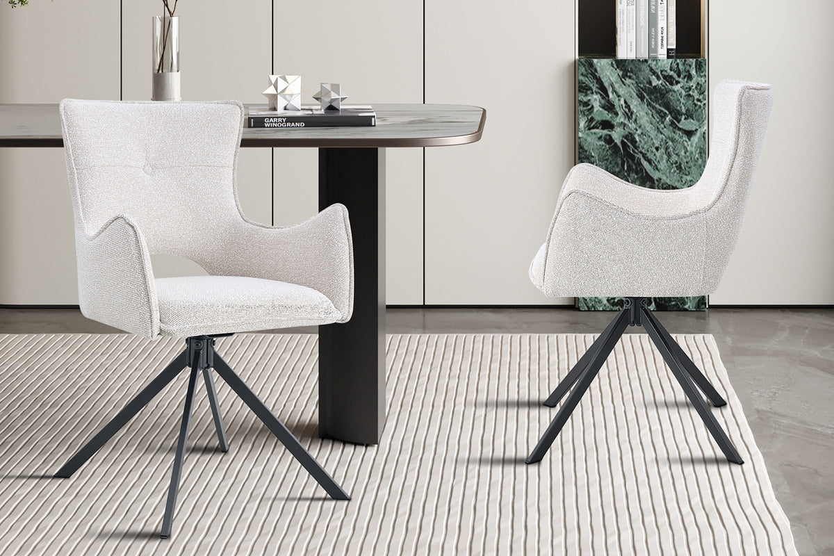 Chaise Billy Pivotant Tissu Ote Ecru