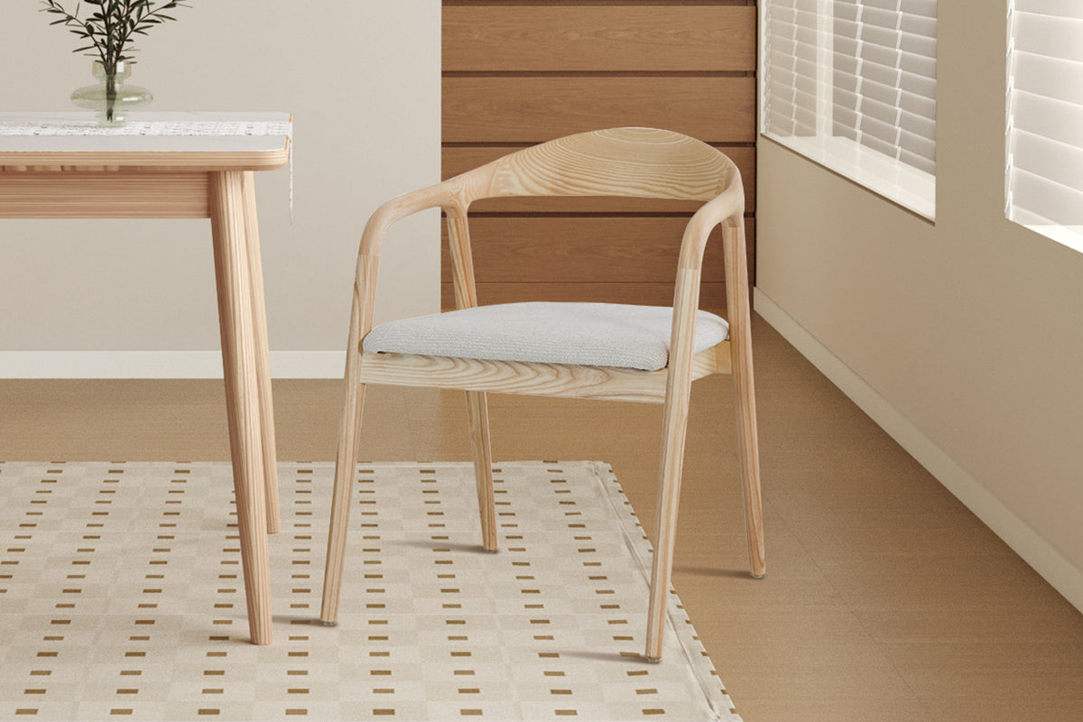 Chaise Claire Frêne Naturel Tissu chenille Beige