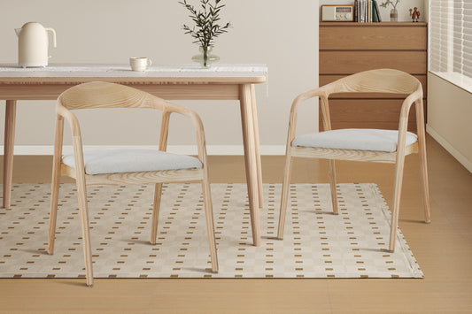 Chaise Claire Frêne Naturel Tissu chenille Beige