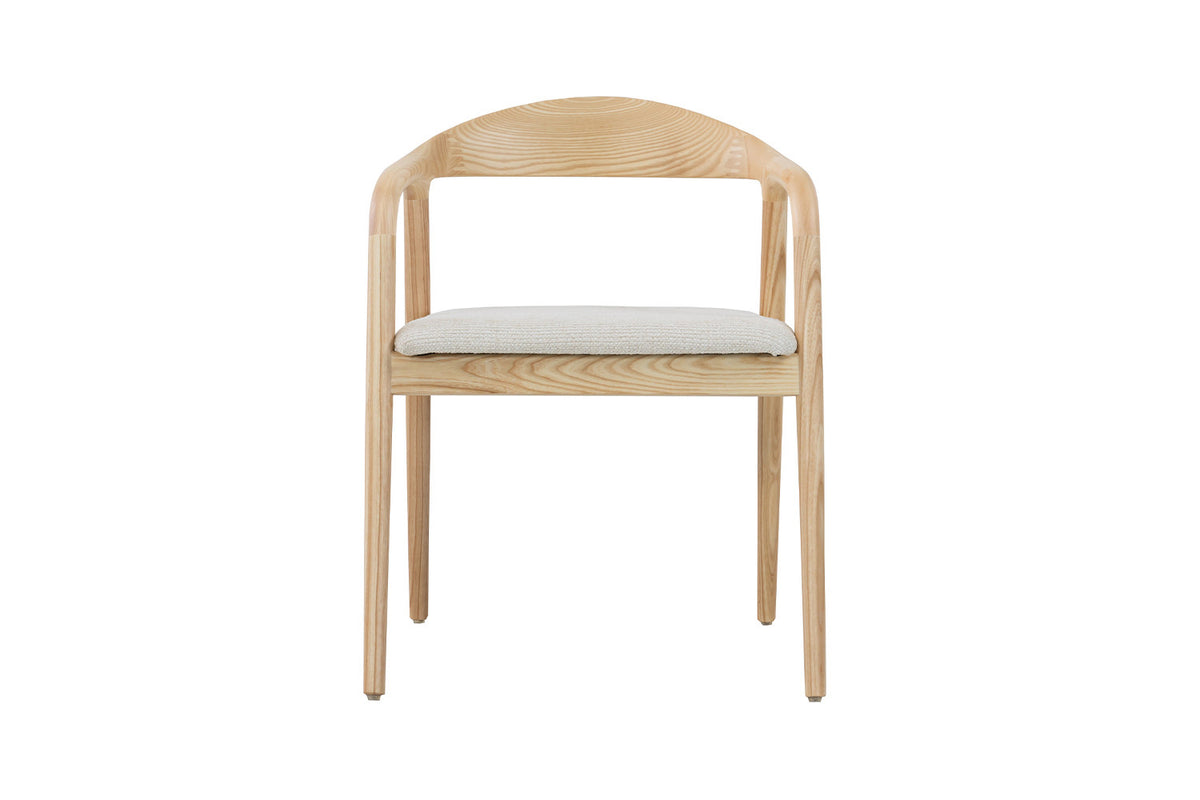 Chaise Claire Frêne Naturel Tissu chenille Beige