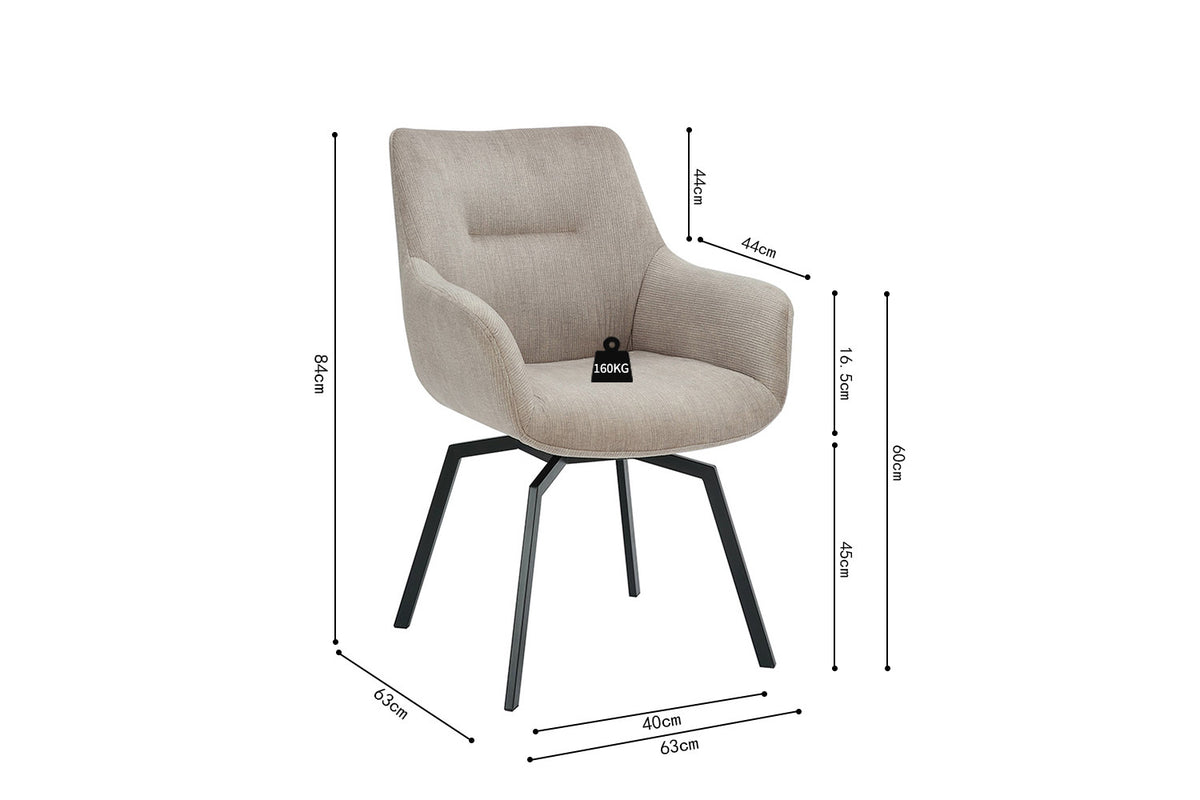 Chaise Modest Pivotant Velours côtelé Beige